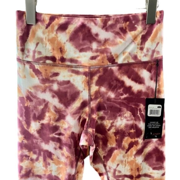 Wildfox NWT Sweat Pink Watercolor Printed Leggings High Waist Workout XLarge - Picture 5 of 10